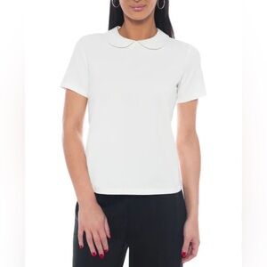Isaac Mizrahi New York Peter Pan Collar Top – White – XL